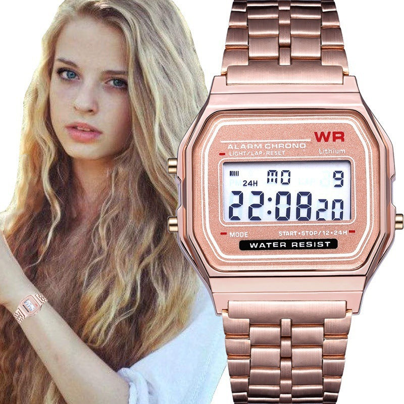 Fashion Watch WR F91W Steel Band Electronic Watch Sport Watches Alarm Clock Electronic Wristwatch Casual Watch