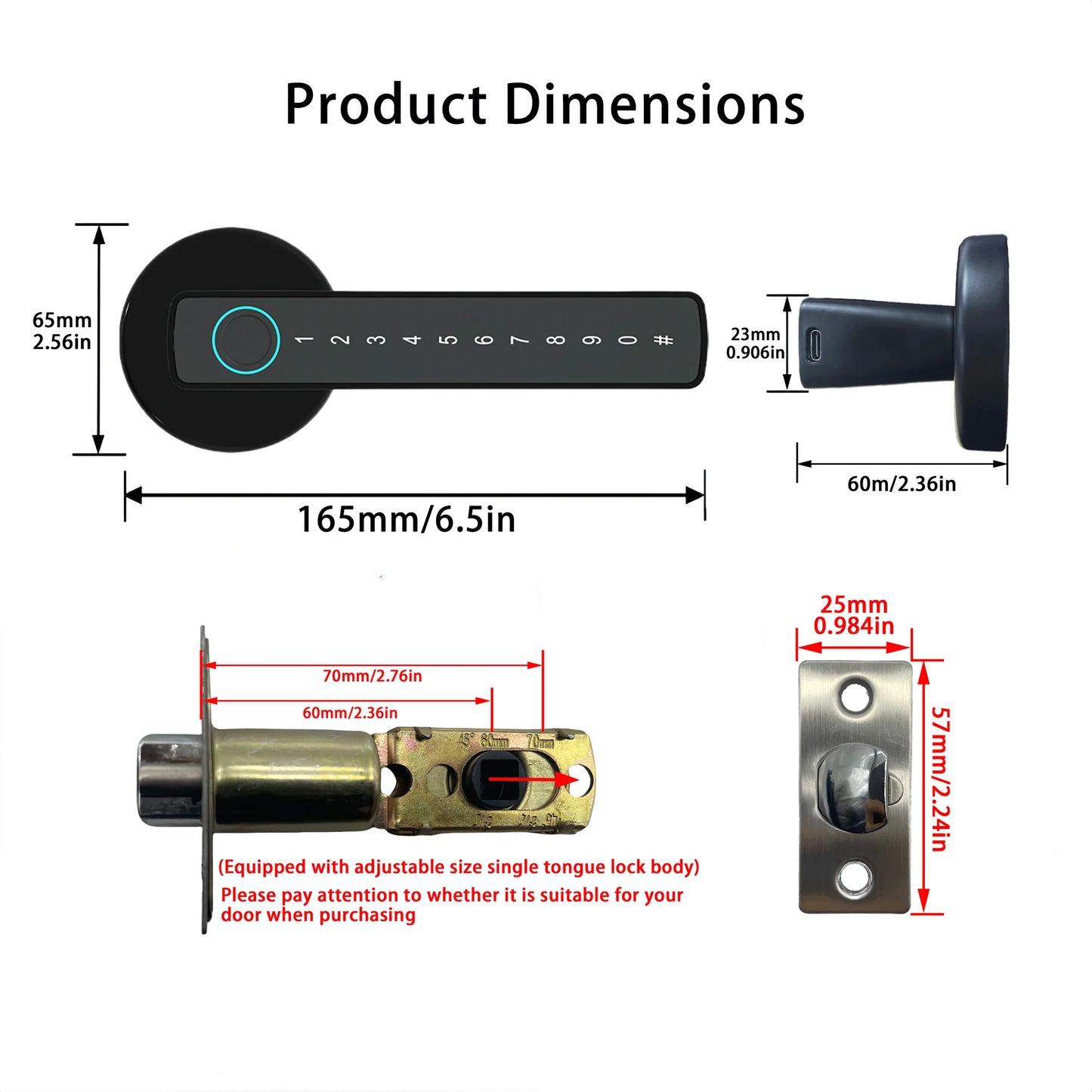 RAYKUBE M5 US Free Delivery Tuya BLE Smart Fingerprint Door Lock Electronic Lock with Password/Key/Card/Tuya APP Unlock