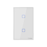 Sonoff T2 Touch 120mm Tempered Glass Panel Wall Switch Smart Home Light Touch Switch, Compatible with Alexa and Google Home, AC 100V-240V, US Plug, 120mm/ 2 US Plug