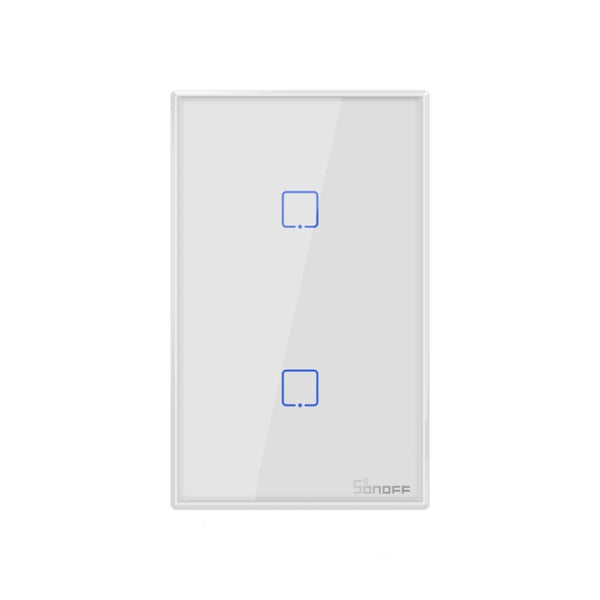 Sonoff T2 Touch 120mm Tempered Glass Panel Wall Switch Smart Home Light Touch Switch, Compatible with Alexa and Google Home, AC 100V-240V, US Plug, 120mm/ 2 US Plug