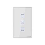 Sonoff T2 Touch 120mm Tempered Glass Panel Wall Switch Smart Home Light Touch Switch, Compatible with Alexa and Google Home, AC 100V-240V, US Plug, 120mm/ 3 US Plug