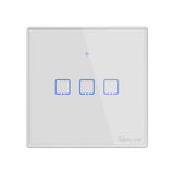 Sonoff T2 Touch 86mm Tempered Glass Panel Wall Switch Smart Home Light Touch Switch, Compatible with Alexa and Google Home, AC 100V-240V, UK Plug, 86mm/ 3 UK Plug