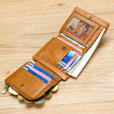 TP-191 Oil Wax Leather Multi-functional RFID Three-fold Wallet