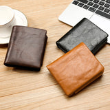 TP-191 Oil Wax Leather Multi-functional RFID Three-fold Wallet