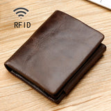 TP-191 Oil Wax Leather Multi-functional RFID Three-fold Wallet