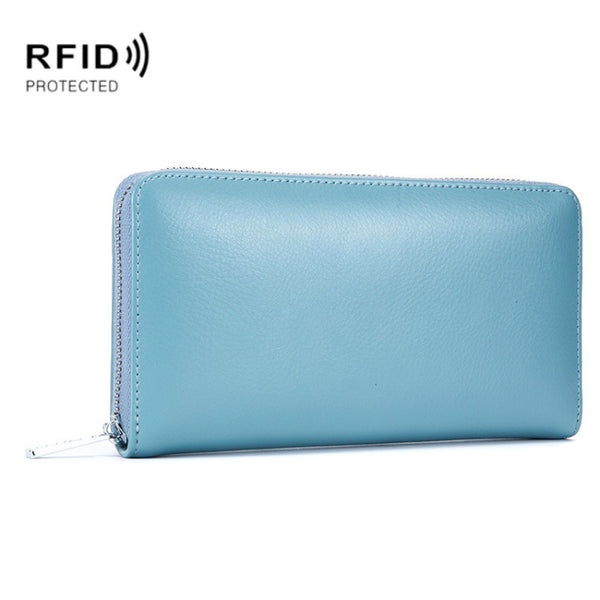 Two-Layer Cowhide Leather Organ Card Holder Multiple-Card RFID Anti-Theft Wallet Bag