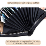 Two-Layer Cowhide Leather Organ Card Holder Multiple-Card RFID Anti-Theft Wallet Bag