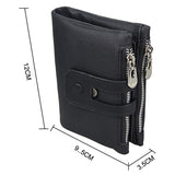 Genuine Cowhide Leather Crazy Horse Texture Zipper 3-folding Card Holder Wallet RFID Blocking Coin Purse Card Bag Protect Case for Men, Size: 12*9.5*3.5cm