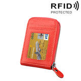 Genuine Cowhide Leather Solid Color Zipper Vertical Card Holder Wallet RFID Blocking Card Bag Protect Case with 12 Card Slots, Size: 11.5*7.5cm