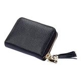 Genuine Cowhide Leather Solid Color Zipper Card Holder Wallet RFID Blocking Card Bag Protect Case Coin Purse with Tassel Pendant & 15 Card Slots for Women, Size: 11.1*7.6*3.5cm