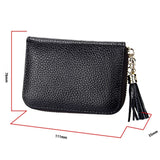 Genuine Cowhide Leather Solid Color Zipper Card Holder Wallet RFID Blocking Card Bag Protect Case Coin Purse with Tassel Pendant & 15 Card Slots for Women, Size: 11.1*7.6*3.5cm