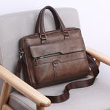 WEIXIER 8619 Retro Style PU Leather Handbag Shoulder Bag Crossbody Bag for Men, Size: 38 x 30 x 11cm, 38 x 30 x 11cm