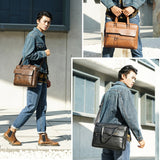 WEIXIER 8619 Retro Style PU Leather Handbag Shoulder Bag Crossbody Bag for Men, Size: 38 x 30 x 11cm, 38 x 30 x 11cm