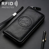 W111 Antimagnetic RFID Men Cowhide Leather Multifunctional Wallet Business Handbag, W111