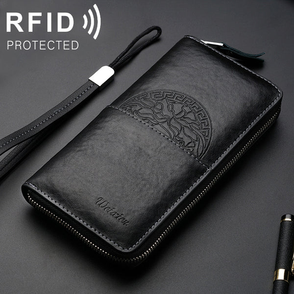 W112 Antimagnetic RFID Men Cowhide Leather Multifunctional Wallet Business Handbag, W112