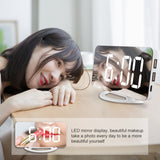 TS-8201-W Multifunctional LED Makeup Mirror Desk Clock Automatic Photosensitive Electronic Alarm