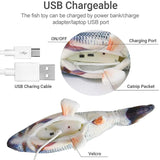 USB Charging Pet Simulation Fish Electric Cat Interactive Toy, Size：30cn, Size: 30cm (Black Grass Carp), Size: 30cm (Salmon), Size: 30cm (Yellow Carp), Size: 30cm (Silver Dragon Fish), Size: 30cm (Clownfish), Size: 30cm (Golden Dragon)