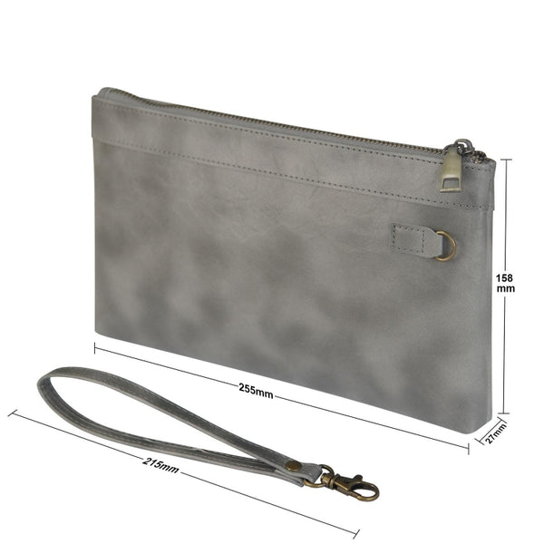 Simple Retro Leather Clutch Zipper Envelope Bag