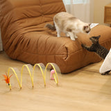 S Type Foldable Cat Tunnel Spring Toy, Mouse, Sisal Ball