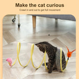 S Type Foldable Cat Tunnel Spring Toy, Mouse, Sisal Ball