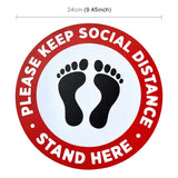 Self-adhesive Waterproof PVC Epidemic Prevention Social Distance Floor Stickers, Length：24cm, Length：24cm