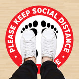 Self-adhesive Waterproof PVC Epidemic Prevention Social Distance Floor Stickers, Length：24cm, Length：24cm