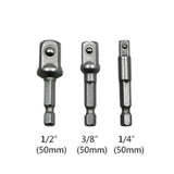 3 PCS/Set Socket Bit Extension Bar Hex Shank Adapter Drill Nut Driver Power Drill Bit(1/4, 3/8, 1/2 inch), Length:50mm, Length: 50mm