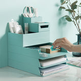 Desk-top Removable Pen Holder Stationery Box Assembly File Storage Box, 0115-2 (Blue Green), 0115-2 (Grey White)