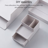 Desk-top Removable Pen Holder Stationery Box Assembly File Storage Box, 0115-2 (Blue Green), 0115-2 (Grey White)