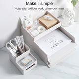 Desk-top Removable Pen Holder Stationery Box Assembly File Storage Box, 0115-2 (Blue Green), 0115-2 (Grey White)