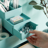 Desk-top Removable Pen Holder Stationery Box Assembly File Storage Box, 0115-2 (Blue Green), 0115-2 (Grey White)