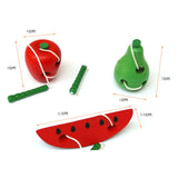 Wooden Toys Threading Novelty Funny Educational Wood Toys, Caterpillars Eat Pear, Caterpillars Eat Apple, Caterpillars Eat Watermelon