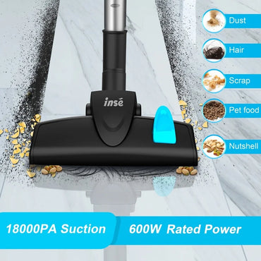 Wired Vacuum Cleaner INSE I5 Handheld Stick Vacuum with18Kpa 600W Powerful Suction Bagless Vacuum for Household Cleaning