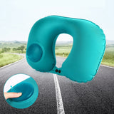 Portable Press Type Automatic Inflating Travel  U-shape Neck Pillow