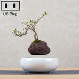 Soil Color Flower Pot + Imitation Ceramic Resin Base Magnetic Levitation Potted Plant Home Decoration, US Plug, Dark Color Stripe US Plug, Soil Color US Plug, Ivory White US Plug, Volcanic Rock US Plug, Beige Stripe US Plug, White Stripe US Plug