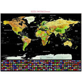 School Teaching Office Supplies Scratch World Map with National Flags, Size: 82.6 x 59.5cm, With Flags