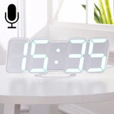 Modern 3D LED Sound Control Colorful Digital Alarm Clock Adjust Brightness Electronic Wall Glowing Hanging Clock with Remote Control, 9001 Black, 9001 White