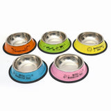 Stainless Steel Bowls, Anti-slip Colorful Paint Printed Pets Bowls, Bowl Diameter: 11 cm, Bowl Bottom Diameter: 15.1 cm, Diameter: 11 cm