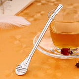 Stainless Steel Tea Leaf Filtered Drinking Straw Herb Tea Filter Tea Strainer Juice Cafe Coffee Stirring Spoon