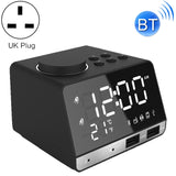 K11 Bluetooth Alarm Clock Speaker Creative Digital Music Clock Display Radio with Dual USB Interface, Support U Disk / TF Card / FM / AUX, UK Plug, UK Plug(Black), UK Plug(White)