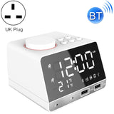 K11 Bluetooth Alarm Clock Speaker Creative Digital Music Clock Display Radio with Dual USB Interface, Support U Disk / TF Card / FM / AUX, UK Plug, UK Plug(Black), UK Plug(White)