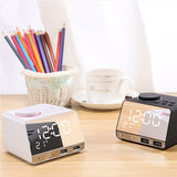 K11 Bluetooth Alarm Clock Speaker Creative Digital Music Clock Display Radio with Dual USB Interface, Support U Disk / TF Card / FM / AUX, UK Plug, UK Plug(Black), UK Plug(White)