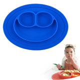 Smile Style One-piece Round Silicone Suction Placemat for Children, Built-in Plate and Bowl