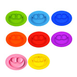 Smile Style One-piece Round Silicone Suction Placemat for Children, Built-in Plate and Bowl