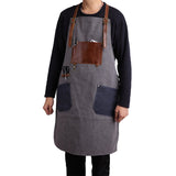 Retro Style Cotton Canvas Craftsman Work Aprons, Work Aprons(Grey), Work Aprons(Blue)