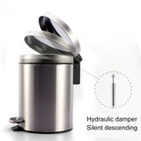 Fashion Round Stainless Steel Household Hotel Office Covered Pedal Trash Bin, Size: 7L, Size: 7L