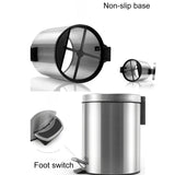 Fashion Round Stainless Steel Household Hotel Office Covered Pedal Trash Bin, Size: 7L, Size: 7L