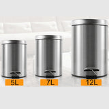 Fashion Round Stainless Steel Household Hotel Office Covered Pedal Trash Bin, Size: 7L, Size: 7L