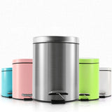 Fashion Round Stainless Steel Household Hotel Office Covered Pedal Trash Bin, Size: 7L, Size: 7L