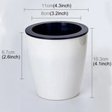 Lazy Flower Pots Automatic Water-absorbing Hydroponic Potted Plants Circular Resin Plastic Flower Pots Double-layer Design Self Watering Planter, Diameter: 11cm, Height: 10.3cm, Diameter: 11cm, Height: 10.3cm